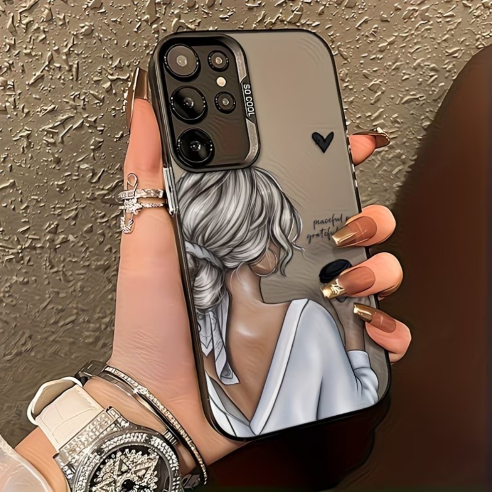 Matte Pc Case - 평화롭고 감사하는 소녀 프린트 폰 케이스