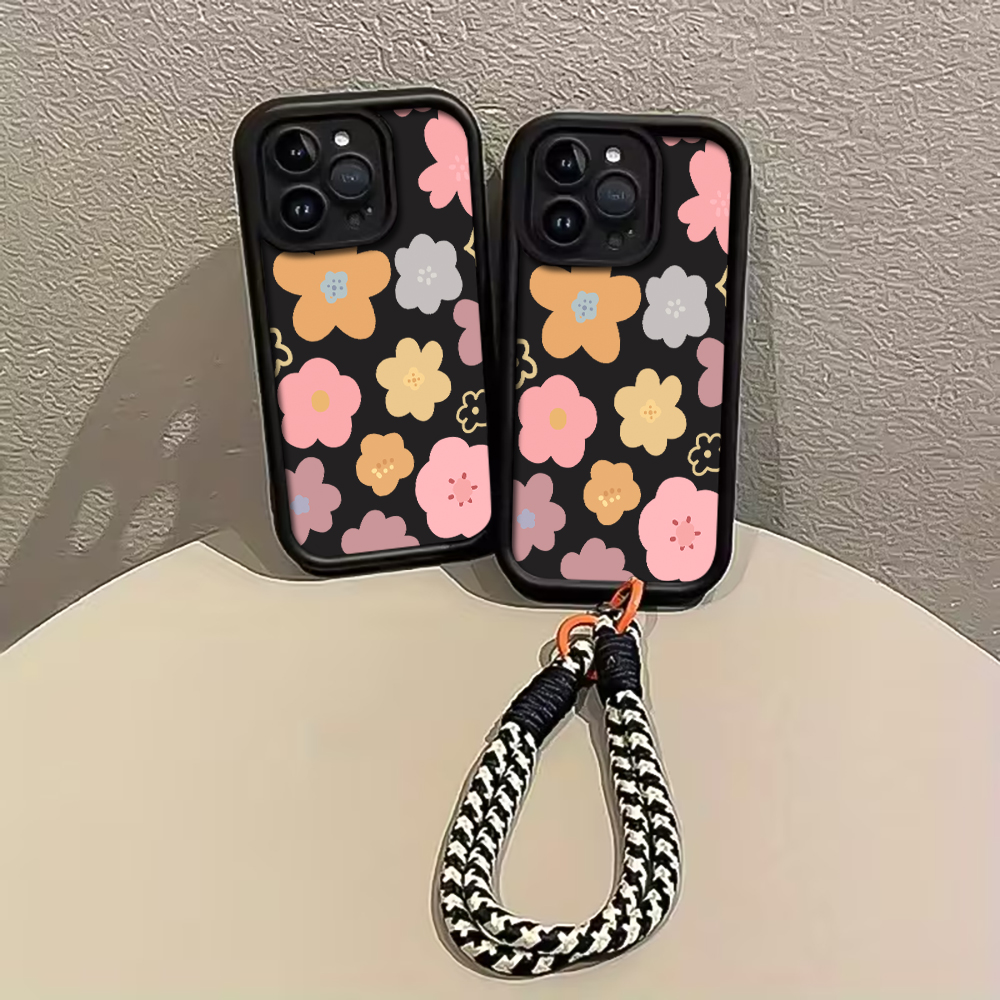 마카롱 플라워 스트랩 로프 폰 케이스 아이폰 12 13 - Matte Pc Case 리뷰 및 가격